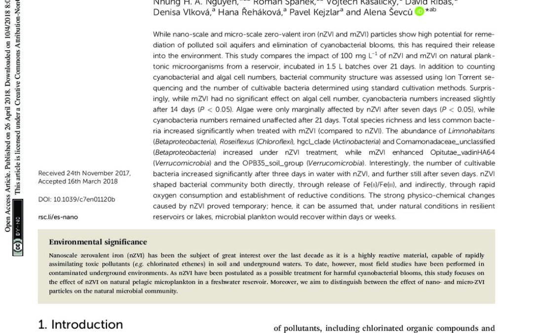 Different effects of nano-scale and micro-scale zero-valent iron particles on planktonic microorganisms from natural reservoir water