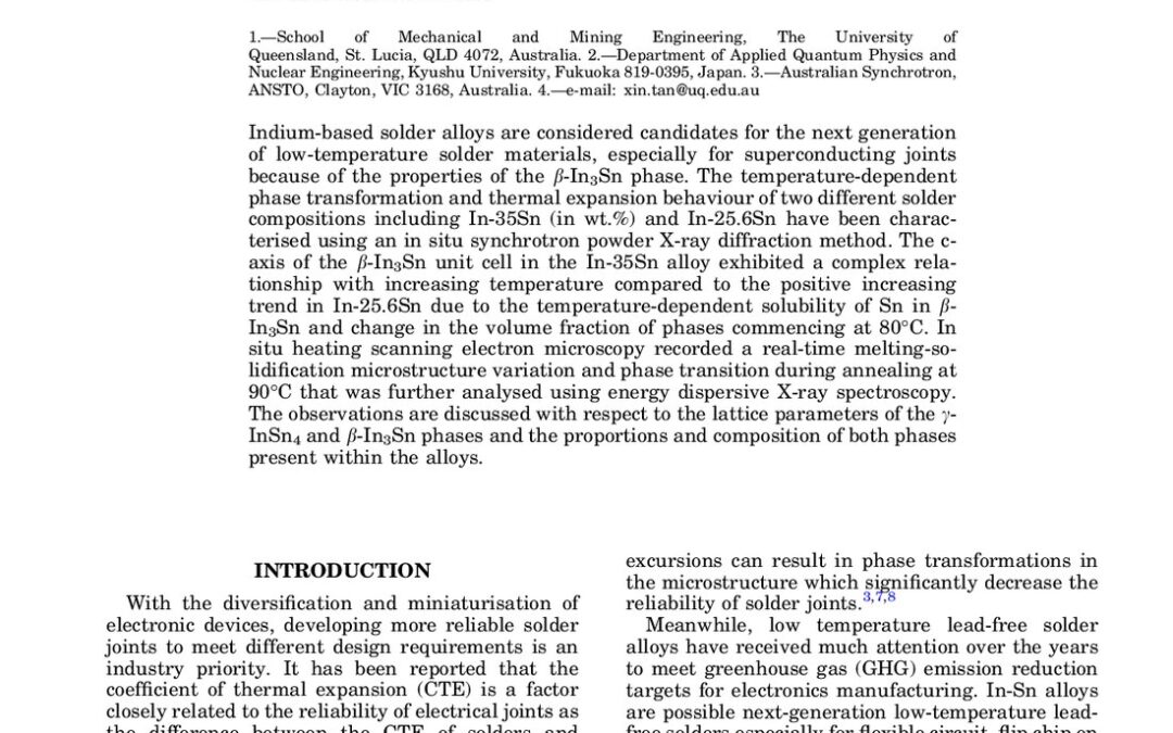 The Temperature-Dependent Phase Transformation and Microstructural Characterisation in In-Sn Solder Alloys