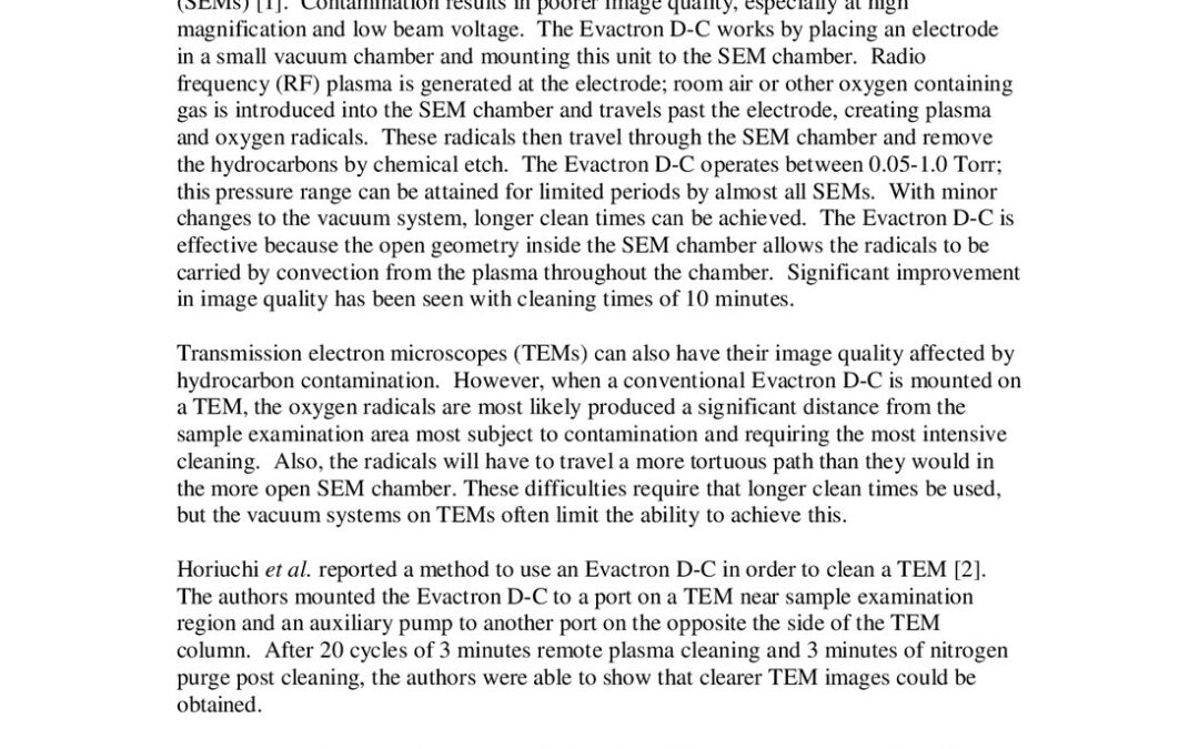 Remote Plasma Cleaning from a TEM Sample Holder with an Evactron De-Contaminator